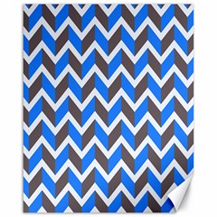 Zigzag Chevron Pattern Blue Grey Canvas 16  X 20   by snowwhitegirl