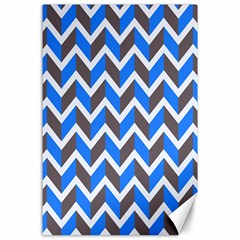 Zigzag Chevron Pattern Blue Grey Canvas 24  X 36  by snowwhitegirl