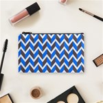 Zigzag Chevron Pattern Blue Grey Cosmetic Bag (Small) Front