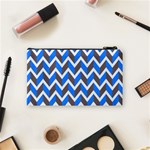 Zigzag Chevron Pattern Blue Grey Cosmetic Bag (Small) Back