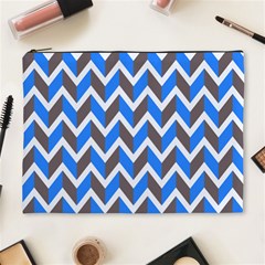 Zigzag Chevron Pattern Blue Grey Cosmetic Bag (xl) by snowwhitegirl