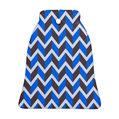 Zigzag Chevron Pattern Blue Grey Bell Ornament (two Sides) by snowwhitegirl