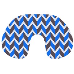 Zigzag Chevron Pattern Blue Grey Travel Neck Pillows by snowwhitegirl