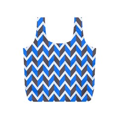 Zigzag Chevron Pattern Blue Grey Full Print Recycle Bag (s) by snowwhitegirl