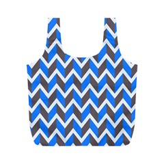 Zigzag Chevron Pattern Blue Grey Full Print Recycle Bag (m) by snowwhitegirl