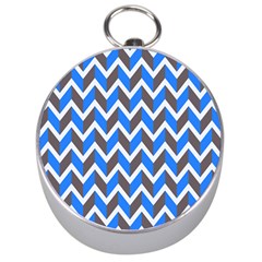 Zigzag Chevron Pattern Blue Grey Silver Compasses by snowwhitegirl