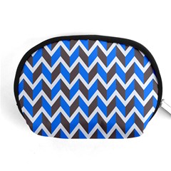 Zigzag Chevron Pattern Blue Grey Accessory Pouch (medium) by snowwhitegirl