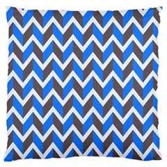 Zigzag Chevron Pattern Blue Grey Large Flano Cushion Case (one Side)