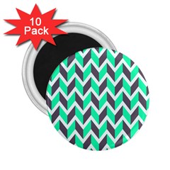 Zigzag Chevron Pattern Green Grey 2 25  Magnets (10 Pack)  by snowwhitegirl