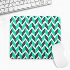 Zigzag Chevron Pattern Green Grey Large Mousepads by snowwhitegirl