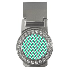 Zigzag Chevron Pattern Green Grey Money Clips (cz)  by snowwhitegirl