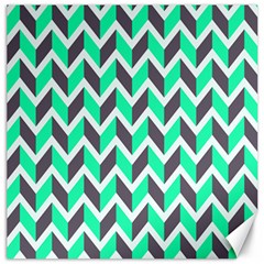 Zigzag Chevron Pattern Green Grey Canvas 12  X 12  