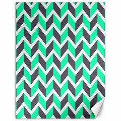 Zigzag Chevron Pattern Green Grey Canvas 12  X 16   by snowwhitegirl