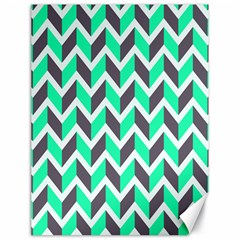 Zigzag Chevron Pattern Green Grey Canvas 18  X 24   by snowwhitegirl