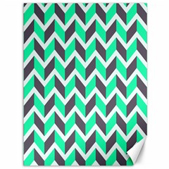 Zigzag Chevron Pattern Green Grey Canvas 36  X 48   by snowwhitegirl