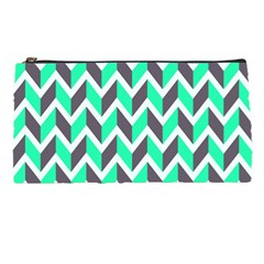 Zigzag Chevron Pattern Green Grey Pencil Cases by snowwhitegirl