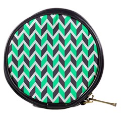 Zigzag Chevron Pattern Green Grey Mini Makeup Bags by snowwhitegirl