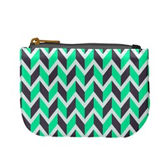 Zigzag Chevron Pattern Green Grey Mini Coin Purse by snowwhitegirl