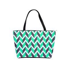 Zigzag Chevron Pattern Green Grey Classic Shoulder Handbag by snowwhitegirl