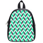 Zigzag Chevron Pattern Green Grey School Bag (Small) Front