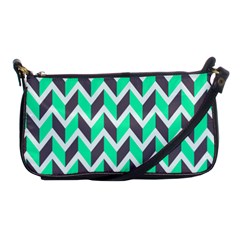 Zigzag Chevron Pattern Green Grey Shoulder Clutch Bag by snowwhitegirl