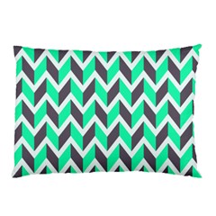 Zigzag Chevron Pattern Green Grey Pillow Case (two Sides) by snowwhitegirl