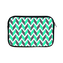 Zigzag Chevron Pattern Green Grey Apple Ipad Mini Zipper Cases by snowwhitegirl