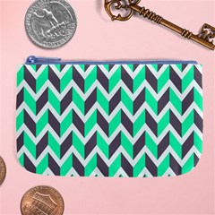 Zigzag Chevron Pattern Green Grey Large Coin Purse by snowwhitegirl