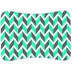 Zigzag Chevron Pattern Green Grey Velour Seat Head Rest Cushion