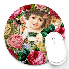 Little Girl Victorian Collage Round Mousepads by snowwhitegirl