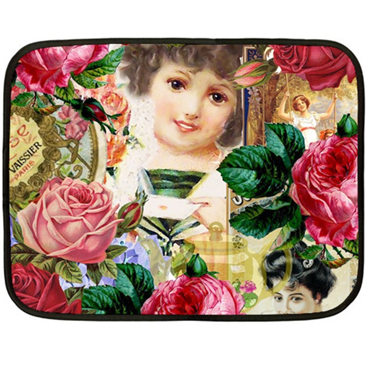 Little Girl Victorian Collage Double Sided Fleece Blanket (Mini) 