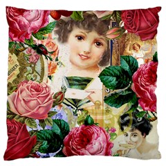 Little Girl Victorian Collage Large Cushion Case (two Sides) by snowwhitegirl