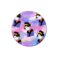 Japanese Abstract Blue Magnet 3  (round) by snowwhitegirl