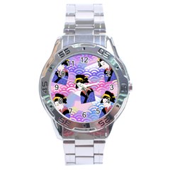 Japanese Abstract Blue Stainless Steel Analogue Watch by snowwhitegirl