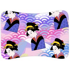 Japanese Abstract Blue Velour Seat Head Rest Cushion