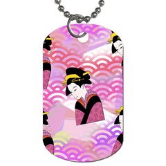 Japanese Abstract Pink Dog Tag (one Side) by snowwhitegirl