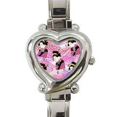 Japanese Abstract Pink Heart Italian Charm Watch by snowwhitegirl