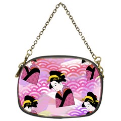 Japanese Abstract Pink Chain Purse (one Side)