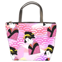 Japanese Abstract Pink Bucket Bag by snowwhitegirl