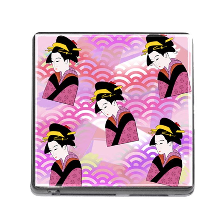 Japanese Abstract Pink Memory Card Reader (Square 5 Slot)