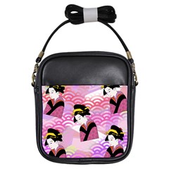 Japanese Abstract Pink Girls Sling Bag by snowwhitegirl