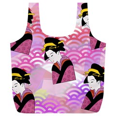 Japanese Abstract Pink Full Print Recycle Bag (xl) by snowwhitegirl