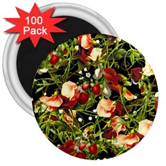 Fruit Blossom Black 3  Magnets (100 Pack) by snowwhitegirl