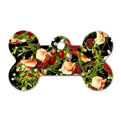 Fruit Blossom Black Dog Tag Bone (two Sides) by snowwhitegirl