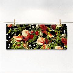 Fruit Blossom Black Hand Towel