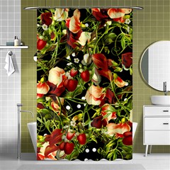 Fruit Blossom Black Shower Curtain 48  X 72  (small)  by snowwhitegirl