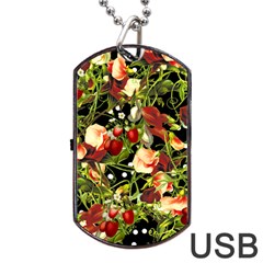 Fruit Blossom Black Dog Tag Usb Flash (one Side) by snowwhitegirl