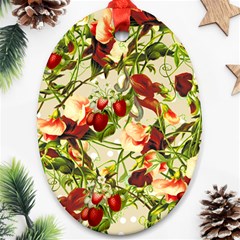 Fruit Blossom Beige Oval Ornament (two Sides) by snowwhitegirl