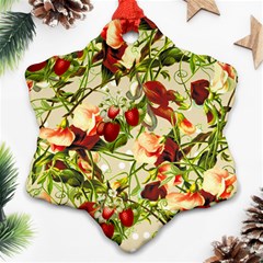 Fruit Blossom Beige Snowflake Ornament (two Sides) by snowwhitegirl