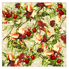 Fruit Blossom Beige Large Satin Scarf (square)